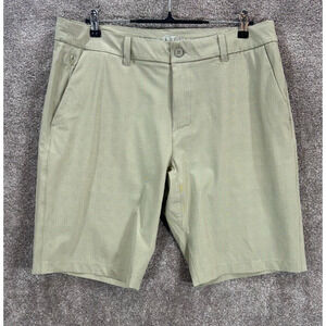Hang Ten Shorts Mens 36 Beige Plaid Hybrid Actual 36X11 Golf‎ Flat Front Stretch
